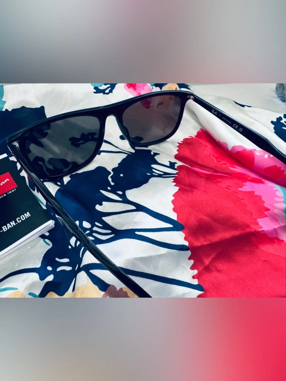Ray-Ban RB2216 rectangle black frame dark gray lenses sunglasses NIB
